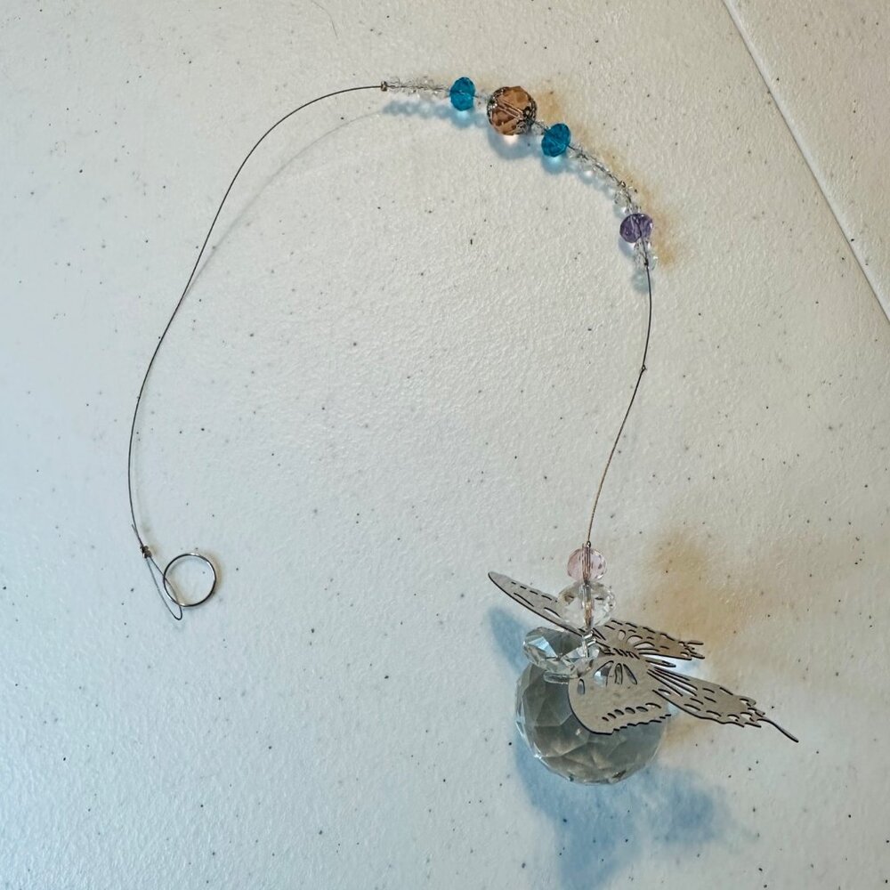 Crystal Butterfly Suncatcher Hanging Ornament With Beads For Home & Garden Decor